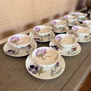 Castleton China French Garden By Marcel Vertes Tea Cup And Saucer Set of 10